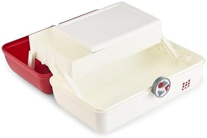 Caboodles School Spirit On-The-Go Girl Makeup Box, Crimson Over White, Hard Plastic Makeup Organizer Box, Built-In Mirror, Secure Latch for Safe Travel, Spacious Storage for Large Items - Image 5