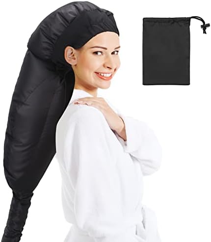 Upgraded Hooded Hair Dryer with Extra Large Adjustable Bonnet - Easy Styling, Curling and Deep Conditioning, with Portable Carrying Case (Black) by Frclona