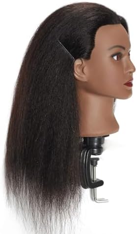 Mannequin Head 100% Real Hair 16" Afro Training Head with Clamp - Image 3
