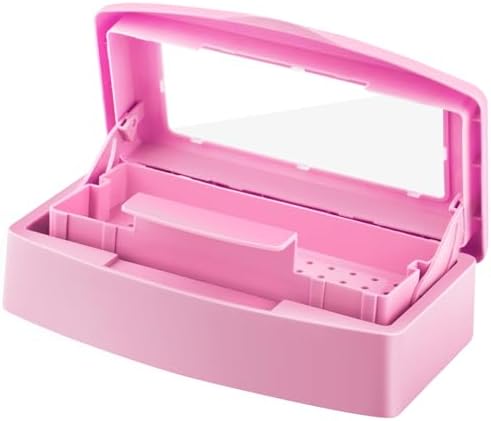 Nail Tool Sterilizer Box Disinfectant Jar Plastic Disinfectant Container Suitable for Nail Tools Hair Salons Beauty Centers and Manicure and Nail Equipment(Pink) by Gusnilo