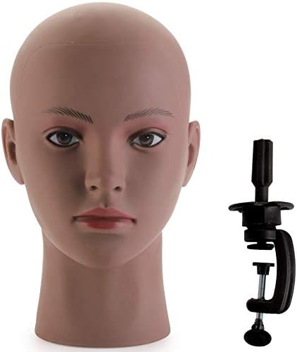 Hedume Afro American Mannequin Head with Clamp, Bald Manikin head, Mannequin Head for Wigs, Hat, Glasses Display by Hedume