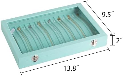 Frebeauty 15 Hooks Necklace Organizer,Velvet Necklace Holder Tray with Lid - Image 3