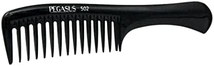Pegasus 502, 9in Hard Rubber Wide Tooth Handle Comb, Handmade, Seamless, Smooth Edges, Anti Static, Heat and Chemically Resistant, Wet Hair, Everyday Grooming Comb | Peines de goma dura - Black - Image 2
