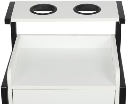Wall Mount Styling Station,Salon Storage Station Cabinet with Drawers,Beauty Barber Salon Storage Organizer 2 Hair Dryer Holders for Hair Stylist,Barber Shop,Home (White,Black) - Image 4