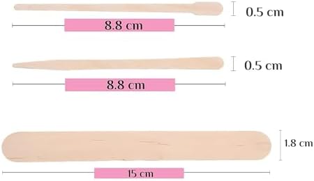 Mibly 3 Style 150 Pcs Assorted Wooden Wax Sticks for Body Legs Face and Small Medium Large Sizes Eyebrow Waxing Applicator Spatulas for Hair Removal or Wood Craft Sticks - Image 2