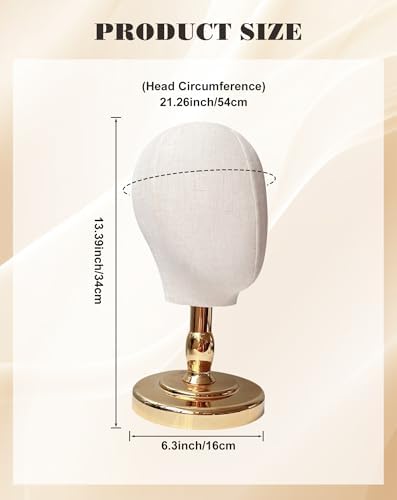 CHADWICK 21-Inch Non-Pinnable Fabric Mannequin Head, Gold Base - Image 4