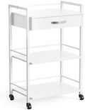 OmySalon Salon Trolley Cart with Wheels, Esthetician Cart with 1 Drawer & 2 Trays, Mobile Storage Organizer for Beauty Spa Massage Tattoo Esthetic Facial Tool Holder Station, White by OmySalon