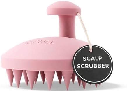 SXNSE Revive Silicone Scalp Massager - Manual Scalp Scrubber & Exfoliator Brush for Dandruff, Buildup & Itch - Scalp Shampoo Brush for Wet & Dry Hair with Soft Bristles and Easy-Grip Handle, Rose by Sxnse
