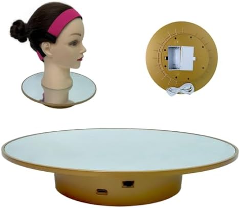 10Inch/25cm Motorized Rotating Display Stand, 360°Turntable with USB Golden by SUSISANG
