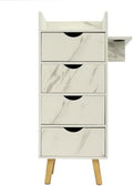 Salon Storage Cabinet with 2 Hair Dryer Holder, Barber Storage Cabinet Hair Stylist Station with 4 Drawers and Raised Table Legs for Beauty Spa Barber Shop (Marble Color) by HuaShuani