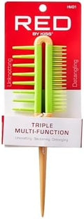 Red by Kiss Detangling Brush for Adults & Kids, Long & Wide Tooth, Mixed-Length Detangler Comb with Rat Tail for All Hair Types by REDbyKISS