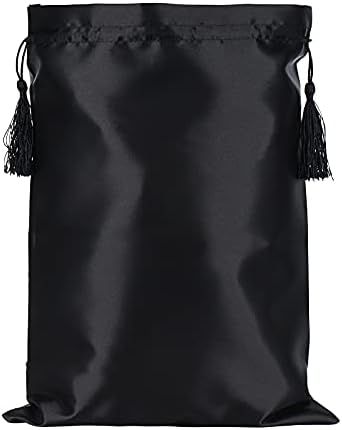 1 Piece 15.5x11.5inch Satin Wig Bags with Drawstring Tassel (Black-Blank) by Unknown