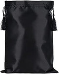 1 Piece 15.5x11.5inch Satin Wig Bags with Drawstring Tassel (Black-Blank) by Unknown