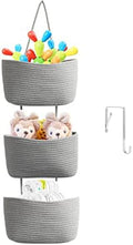 TeoKJ Over the Door Hanging Storage Basket Woven 3 Tier Wall Organizer Gray by TeoKJ
