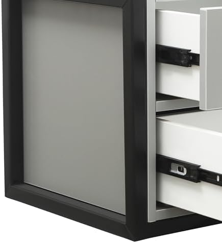 Salon Wall Cabinet with 2 Drawers, Wall Mounted Salon Storage Organizer with Hair Dryer Holder, Hair Station for Beauty Spa Barbershop (Black＋Grey) - Image 7