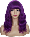 Sebast Pastel Bob Wigs with Bangs for Women Loose Wavy Wig Pastel Wavy Shoulder Length Bob Synthetic Cosplay Wig for Girl Colorful Costume Wigs (Violet) by Sebast