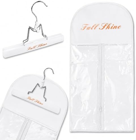 Full Shine Hair Extension Storage Bag with Hanger Extra Long, Well-constructed Hairpieces Holder, Lightweight Travel Wig Storage Bag, Water-resistant and Portable, 1 PCS White by FullShine
