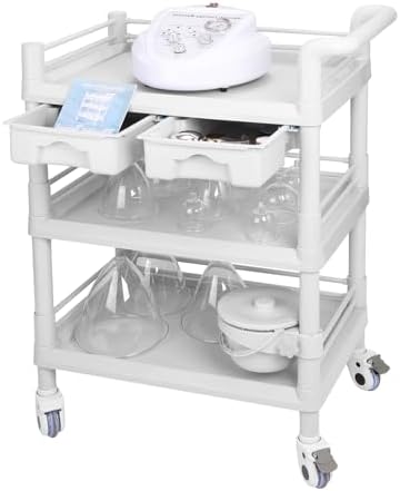 Beauty Salon Trolley Cart, Esthetician Cart with Wheels & Bucket and 2 Big Drawer, 3 Tier Heavy Duty SPA, Load 330lbs, 360° Rotate Silent Wheels for Beauty Salon SPA Hospital Office Lab by cenoz
