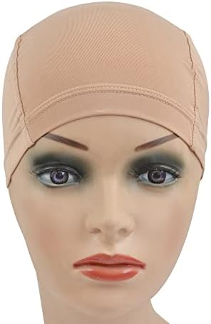 1 Pc Cool Breathable Wig Cap with Elastic Band Stretchable Dome Cap for Wigs (Beige) - Image 2