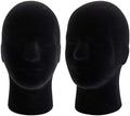 Hedume 2 Pack Mannequin Head Stand Model, Foam Black Velvet Male Wigs Display Model, Mannequin Manikin Head for Wig, Hat, Glasses by Hedume