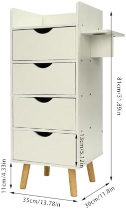 Salon Storage Cabinet, with Hair Dryer Holder, 4 Drawer Storage Cabinet, Barber Salon Storage Cabinet, Raised Table Legs Hair Stylist Station Organizer for Hair Salon (Warm White) - Image 3