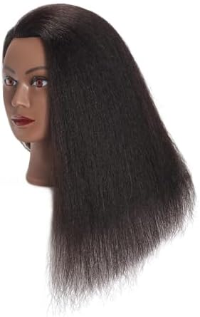 Mannequin Head 100% Real Hair 16" Afro Training Head with Clamp - Image 2