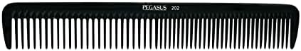 Pegasus 202, 7in Hard Rubber Hair Detangling/Trimmer Course Tooth Comb, Seamless, Smooth Edges, Anti Static, Heat and Chemically Resistant, Everyday Grooming Comb | Peines de goma dura - Black by AmeliaBeauty
