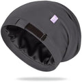 OLESILK 100% Mulberry Silk Bonnet for Sleeping, Mens Bonnet for Curly Hair, 100% Real Silk for Frizzy Hair, Dark Grey by OLESILK