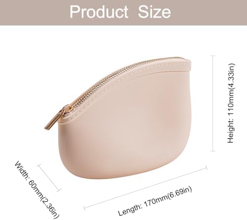 Small Silicone Makeup Bag Premium Purse Bag Multifunctional Essential Bag Zipper Pouch Water and Heat Resistant (White) - Image 4