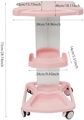 Pink Acrylic Salon Cart, Rolling Beauty Trolley with Wheels(28.74" H) - Image 4