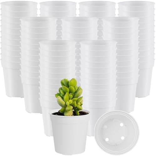 Yaomiao 200 Pcs 2 Inch White Mini Nursery Pots with Drainage Holes by Yaomiao