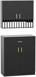 Salon Staion Hair Color Bar Organizers, Hair Color Rack, Barber Station Cabinet with Drawers & Adjustable Shelves, Wall Mounted Tube Storage Station for Salon Display, Black by OmySalon