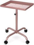 Salon Tray Cart, Tattoo Tray Rolling Tray Adjustable Height, Pink Storage Tray Cart, Hair Stylist Tray Cart Service Tray Trolley for Home Salon Clinic Spa (Rose Gold) by FLOLXNB