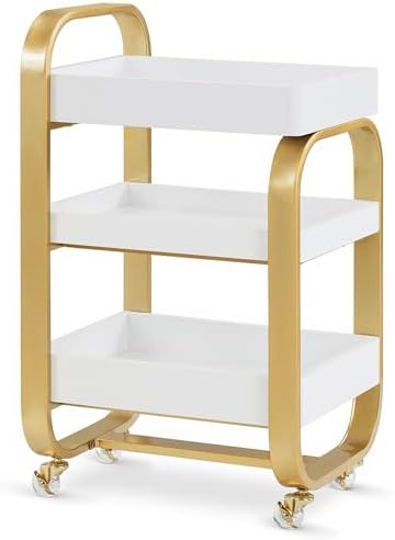 BarberPub 3-Tier Salon Trolley Cart with Locking Wheels Gold 2085 by BarberPub