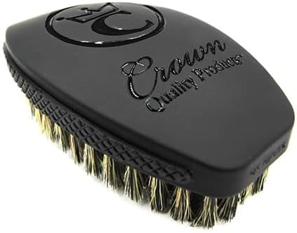 360 Wave Brush, Curved MEDIUM Mixed Boar Bristle, Triple Black, Waterproof by CrownQualityProducts