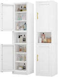 67" Tall Narrow Bathroom Storage Cabinet, Metal Pantry Cabinet, White by pozdeg