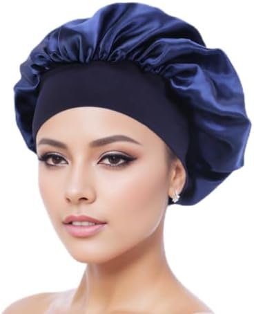 Silk Bonnet for Men Women Hair Bonnet for Sleeping,High Elasticity Wide Soft Band Sleep Cap for Curly Hair Braids by HUZJKD