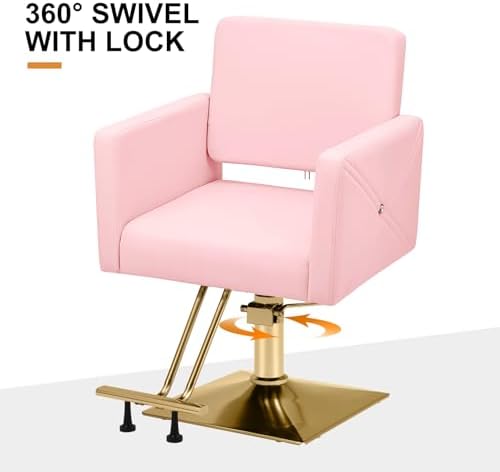 Artist hand Hair Salon Chair Pink and Gold, Hydraulic Styling Chair - Image 5