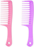 2PCS Wide Tooth Comb for Curls, Large Tooth Detangling Comb for Women & Men Wet & Dry Curly Hair(Purple-Pink) by Fgail