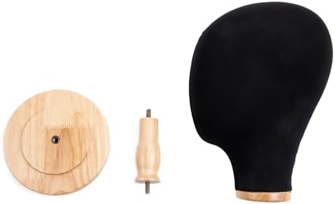 Mannequin Head for Wigs with Detachable Strong Wood Base, Canvas Wig Tripod Stand with Head, Wooden Mannequin Head for Hats, Canvas Head Holder for Hair Display (Black) - Image 5