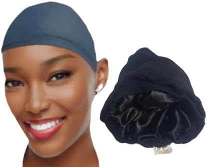 Satin lined wig cap for moisture retention,Suitable For all hair types and porosity (1Brown/1Black) 2 Pack - Image 2