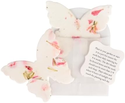 24 Favor Set, Pink Butterfly Gift Wrap Tags w/Wildflower Seeds by SeedBloom