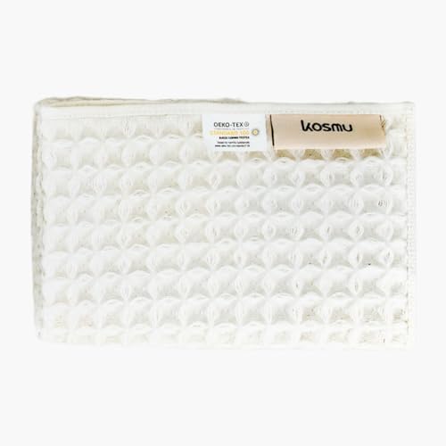 Luxury Organic Japanese Cotton Waffle Bath Towel | Thick, Absorbent, Quick Dry Bathroom Towels for Shower, Sauna, Onsen| Hotel & Spa Quality, Gift-Ready (Shell White, Face Towel, 16" x 16") by KOSMU