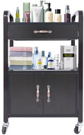 Beauty Salon Utility Trolley Cart, Movable Beauty Organizer Portable High Capacity Luggage Trolley Cart Free Standing Esthetician Rolling Makeup Carts w/4 Wheels for Beauty Spa Massage (Brown) by Unknown