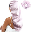 Extra Large Satin Bonnet Silky Sleep Cap for Women, Double-Layer Long Hair Bonnet with Tie Band for Braids/Curly/Long Hair - Lilac Purple by senthair
