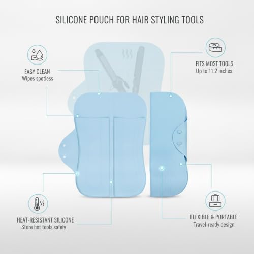 Silicone Heat Resistant Pouch for Hair Styling Tools, Travel Storage Bag for Curling Iron & Straightener, Compact Organizer Case - Image 5