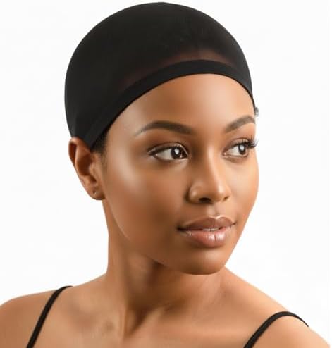 Donna Large Band Wig Caps – 2 Pack Premium Nylon Wig Cap with Extra Wide No-Slip Band & Breathable Triple-Layer – Black Color for Comfortable & Secure Wig Fit by DONNA