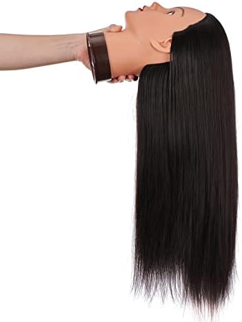 Hairingrid 26"-28" Mannequin Head Hair Styling Training Head Manikin Cosmetology Doll Head Synthetic Fiber Hair and Free Clamp Holder (Black-) - Image 4
