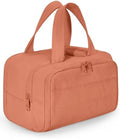 BAGSMART Travel Toiletry Bag, Crush Toiletry Bag for Women, Wide-open Puffy Toiletry Bags for Traveling, Large Travel Cosmetic Makeup Bag Organizer for Accessories,Toiletrie (Orange) by BAGSMART
