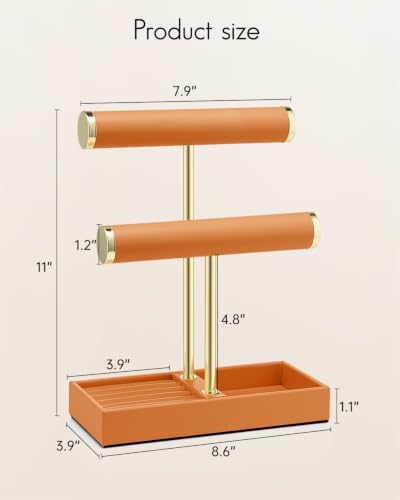 VLANDO Jewelry Organizer, 2 Tier Jewelry Bracelet Necklace Holder with Tray - Image 4